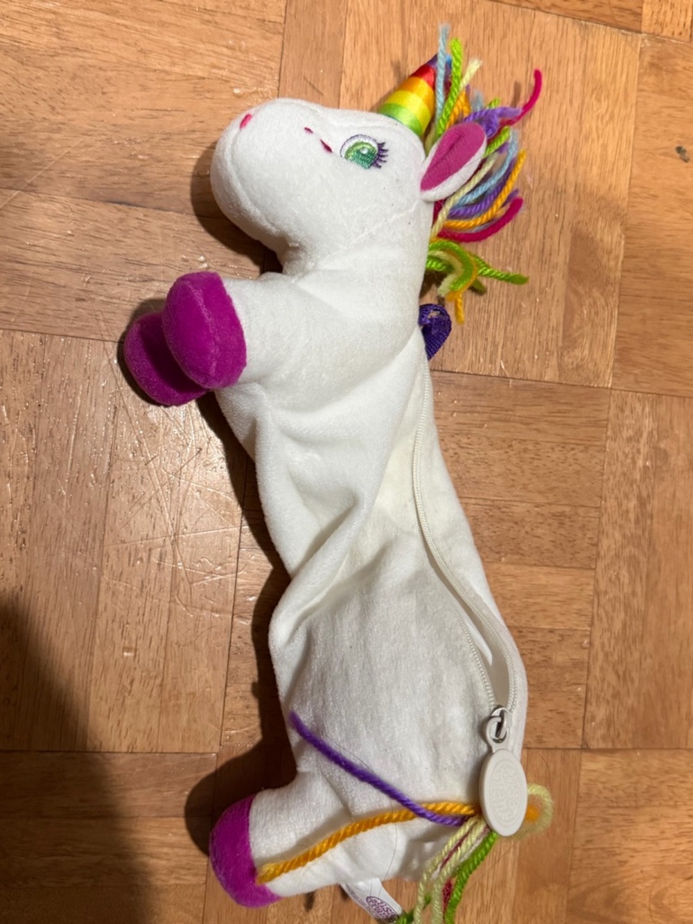 Vintage Lisa Frank Plush White Unicorn Pencil Case